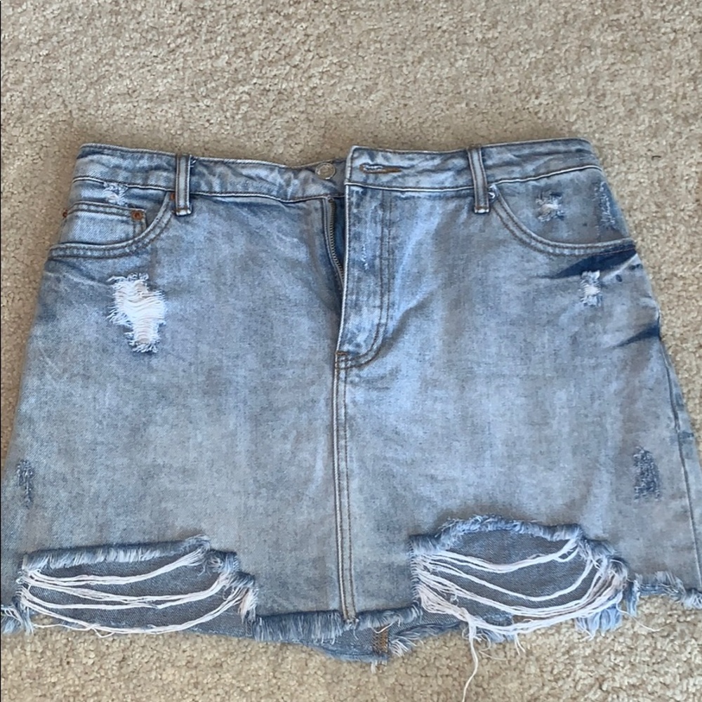 Distressed Denim Mini Skirt